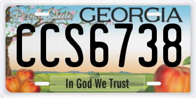 GA license plate CCS6738