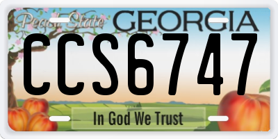 GA license plate CCS6747