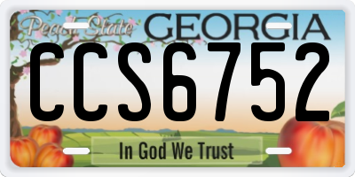 GA license plate CCS6752