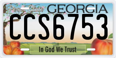 GA license plate CCS6753