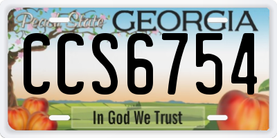 GA license plate CCS6754