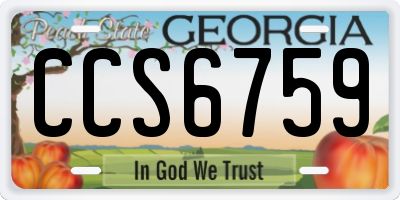 GA license plate CCS6759