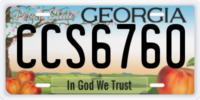 GA license plate CCS6760