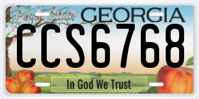 GA license plate CCS6768