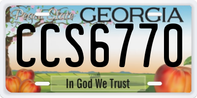 GA license plate CCS6770