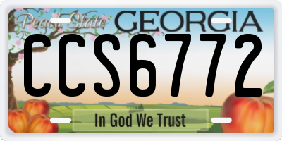GA license plate CCS6772