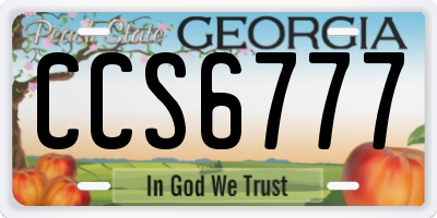 GA license plate CCS6777