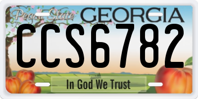GA license plate CCS6782
