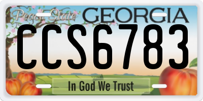 GA license plate CCS6783