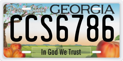 GA license plate CCS6786