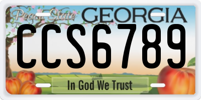 GA license plate CCS6789