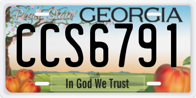 GA license plate CCS6791