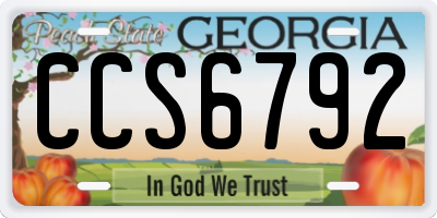 GA license plate CCS6792