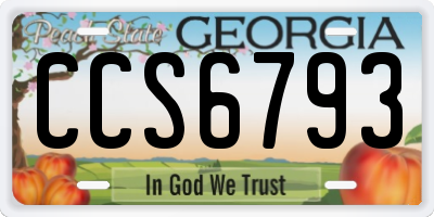 GA license plate CCS6793