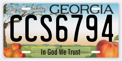 GA license plate CCS6794