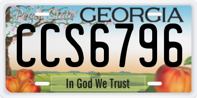 GA license plate CCS6796