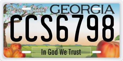 GA license plate CCS6798