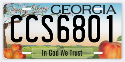 GA license plate CCS6801