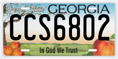 GA license plate CCS6802