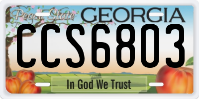 GA license plate CCS6803