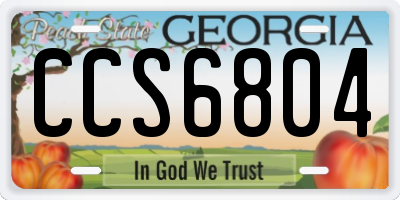 GA license plate CCS6804