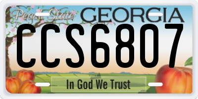 GA license plate CCS6807