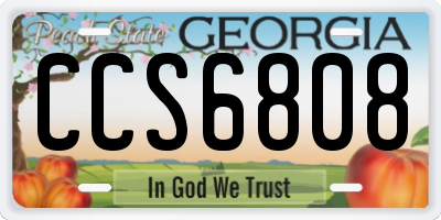 GA license plate CCS6808