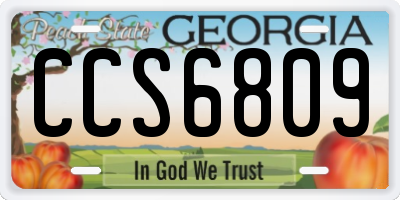 GA license plate CCS6809