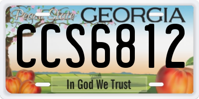 GA license plate CCS6812