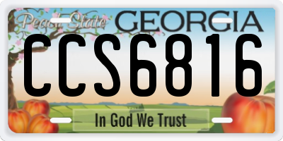 GA license plate CCS6816