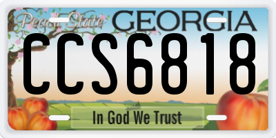 GA license plate CCS6818