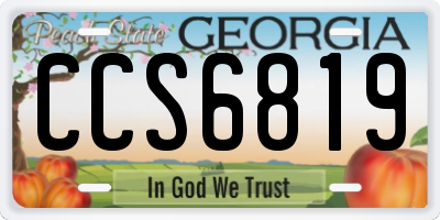 GA license plate CCS6819