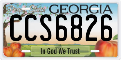 GA license plate CCS6826