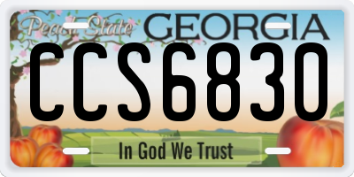 GA license plate CCS6830