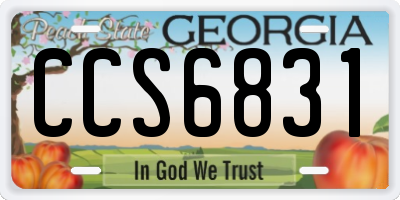 GA license plate CCS6831