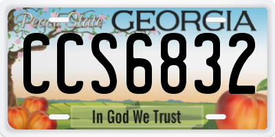 GA license plate CCS6832