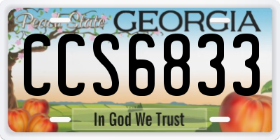GA license plate CCS6833