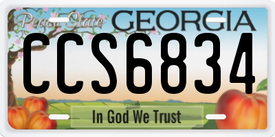 GA license plate CCS6834