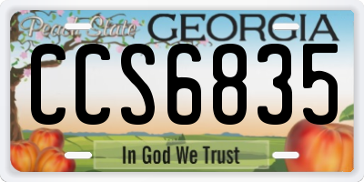 GA license plate CCS6835