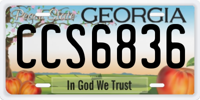 GA license plate CCS6836