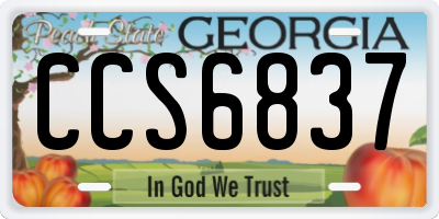 GA license plate CCS6837