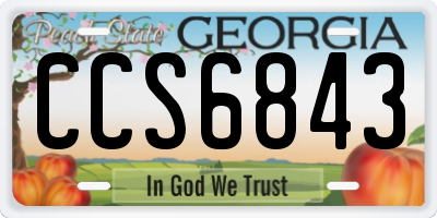 GA license plate CCS6843