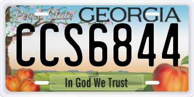 GA license plate CCS6844