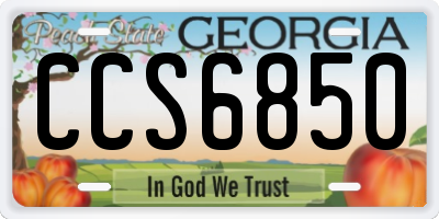 GA license plate CCS6850