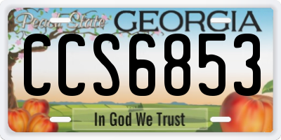 GA license plate CCS6853
