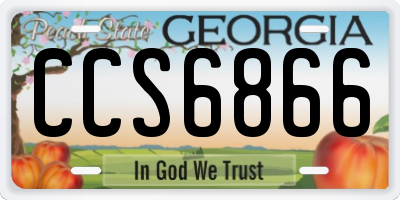 GA license plate CCS6866