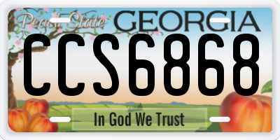 GA license plate CCS6868