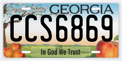 GA license plate CCS6869