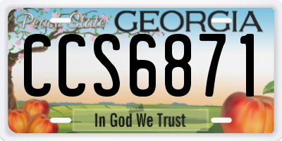 GA license plate CCS6871