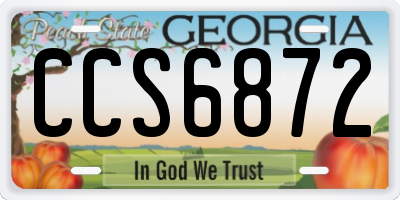 GA license plate CCS6872